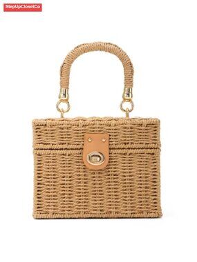 Woven Paper Straw Tote Bag Detachable Chain Summer Beach Bags
